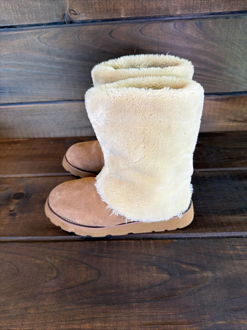 UGG Australia Chestnut Brown Suede & Sheepskin Shearling Boots Women Size 7